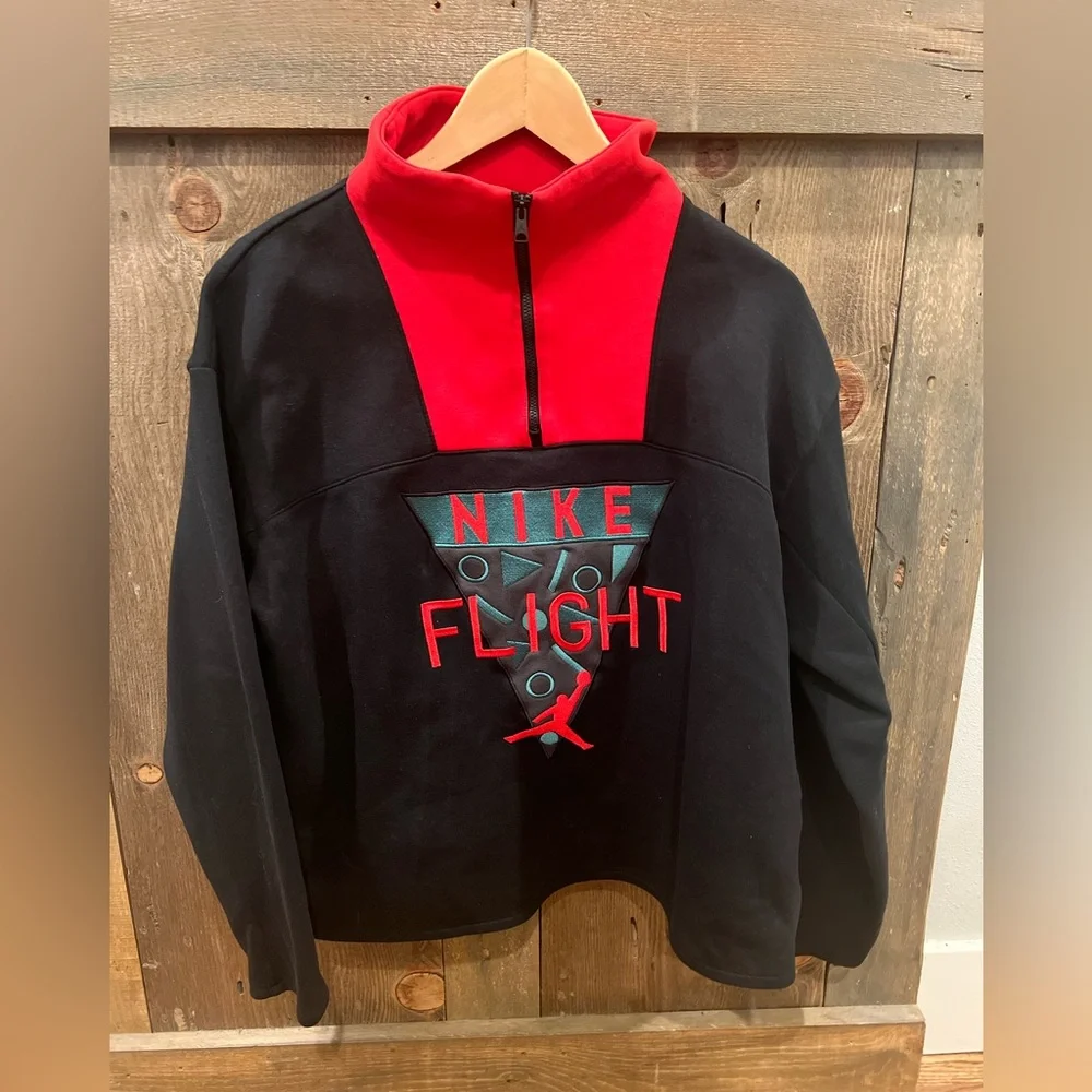 Jordan x Nina Chanel Abney Funnel Neck Top Sz M Nike Flight Red Black